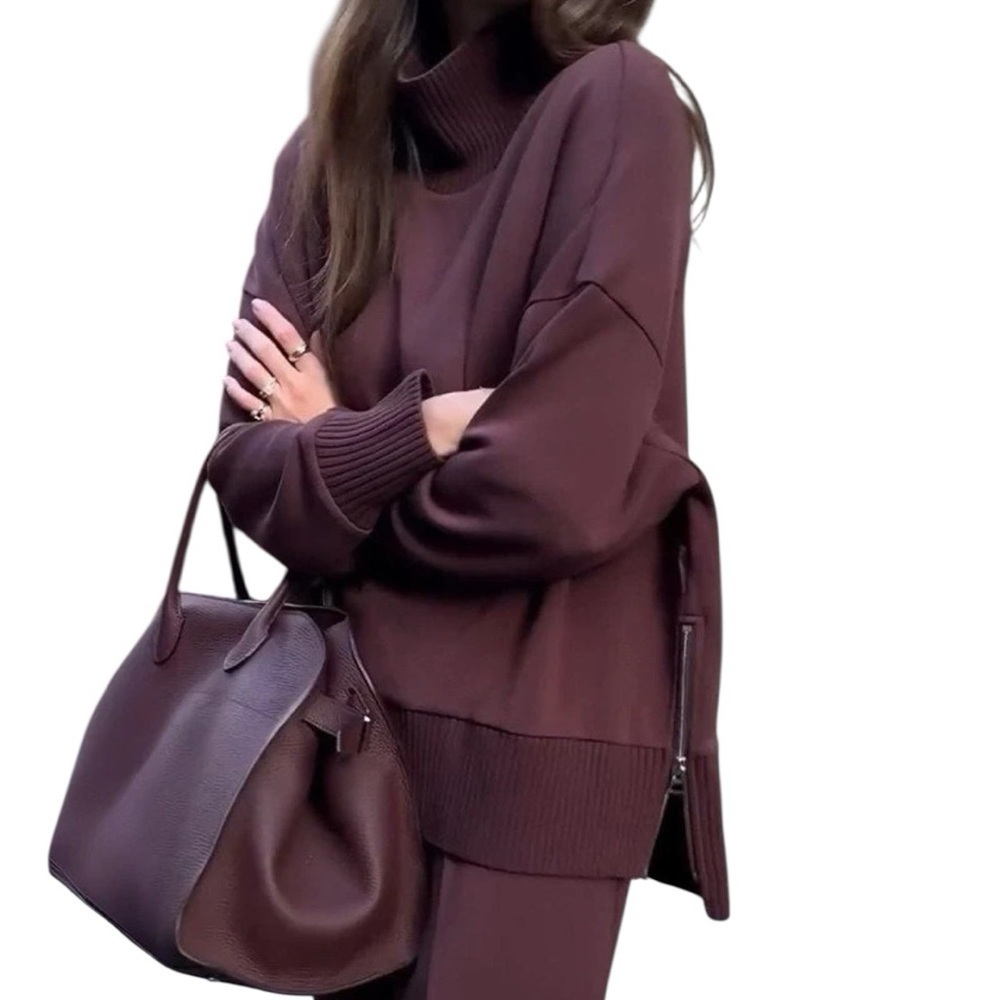 Harper and Rowe Wine Colored 2 Piece Knit Travel Outfit New S - Picture 3 of 5